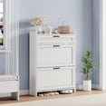 thumbnail image 3 of Organisateur d'Armoire à Chaussures Moderne - Rangement Caché avec 2 Tiroirs Rabattables - Étagère d'Entrée Autoportante Compacte - MDF avec Poignée en Métal, 3 of 10