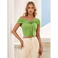 thumbnail image 6 of Dycnvjo Women Short Sleeve 3D Flower Tie Front Top Fruit Green XL, 6 of 8