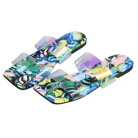 

Aayomet House Slippers Women s Beach Slide Casual Flat Slippers Printed Fashion Sandals Shoes Women s slipper Blue 7.5