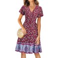 thumbnail image 4 of Leutsin Robe Maxi Décontractée pour Femmes à Imprimé Floral, Manches Longues, Col en V, Grande Taille, Robes Maxi Grande Taille, 4 of 8