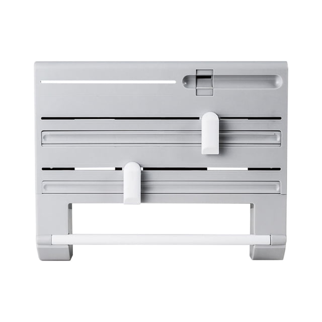 Cling Wrap Dispenser with Cutter 6-In-1Kitchen Storage Rack,Multifunctional Tin Foil Cling Film Cutter,Plastic Wrap Cling Film Foil Dispenser,Wall-Mount Storage,Rack Paper Towel Holder