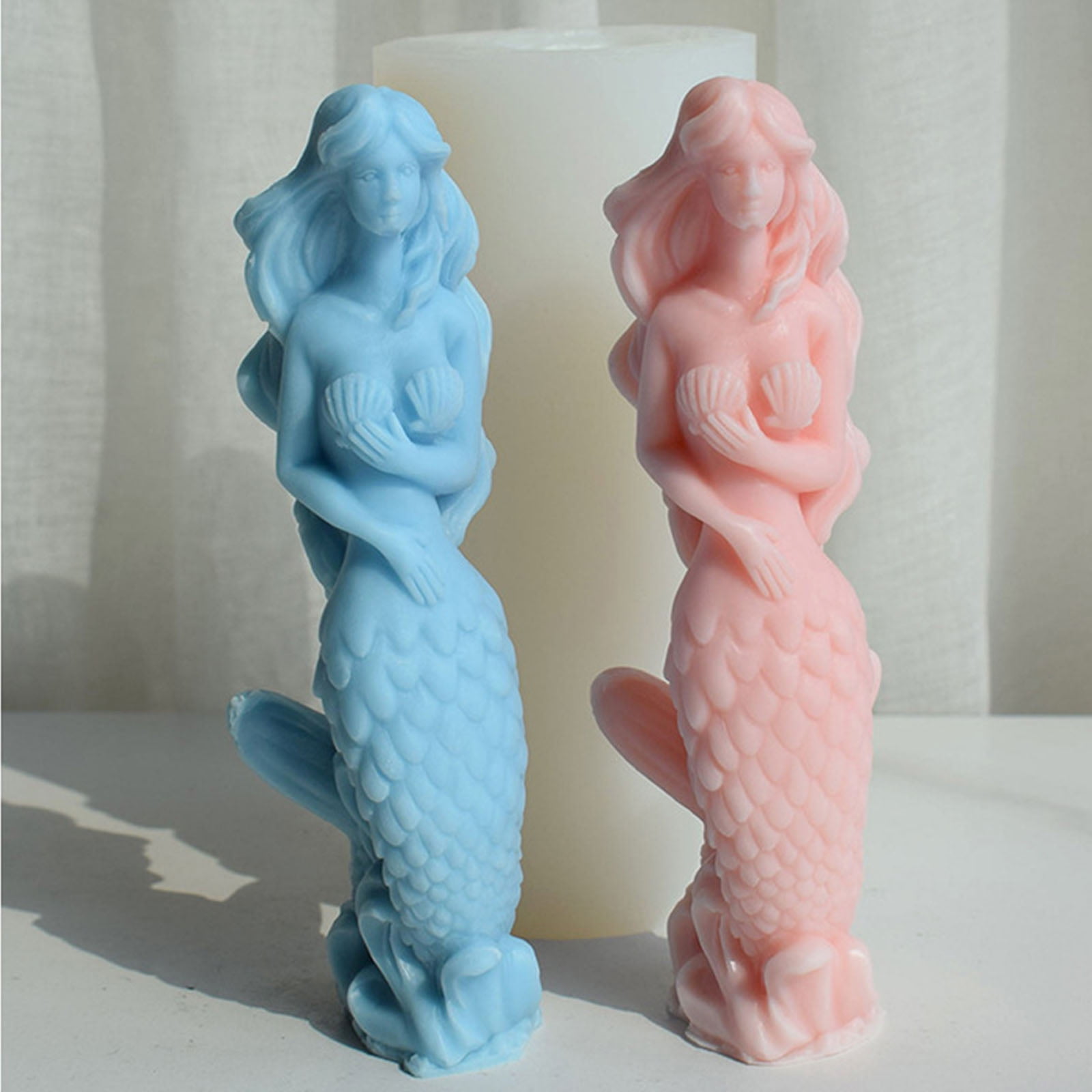 Mermaids Silicone Mold Epoxy Resin Molds Table Ornament Mould Scented Plasters Making Tool Easy to Clean