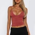 thumbnail image 4 of BVOFAR Women's Deep V Neck Cami Tank Tops Ruched Going Out Y2K Camisole Spaghetti Strap Slim Fit Crop Tops 2025, 4 of 8