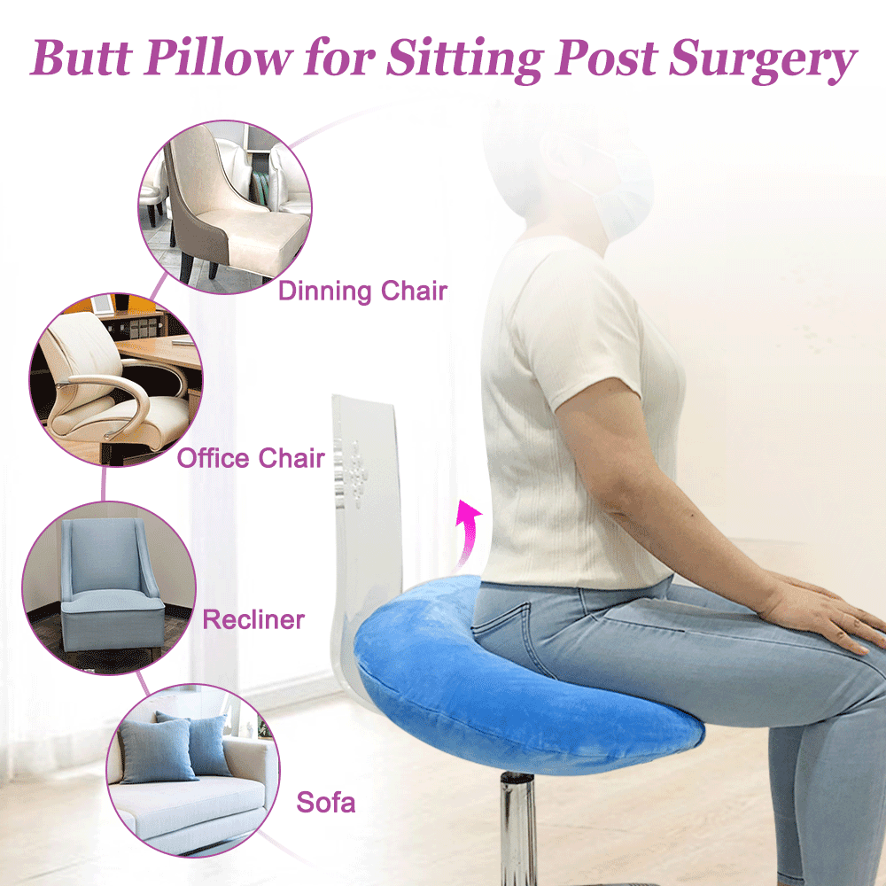BBL Pillow After Surgery - Brazilian Butt Lift Pillow for Sitting, Sleeping, and Driving (Blue)