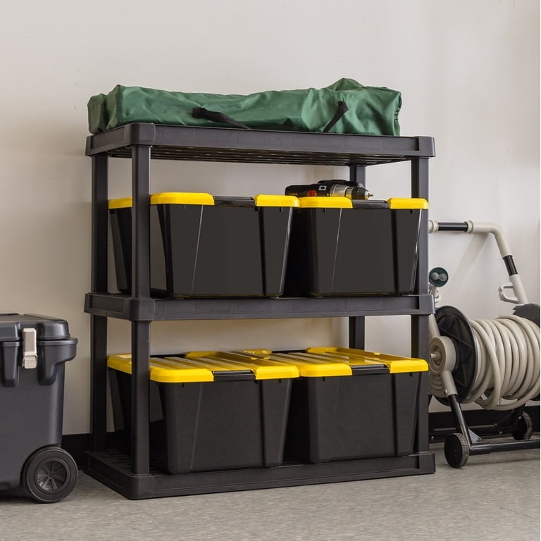 IRIS 45 Qt Black Plastic Stackable Storage Bin with Lid Tote