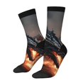 thumbnail image 1 of Fotbe Fiery Black Dragon Attack Calcetas Largas con Estampado para Hombre y Mujer – Calcetas de Compresión Transpirables y Elásticas, Viajar y Uso Diario Talla 5-11, 1 of 6