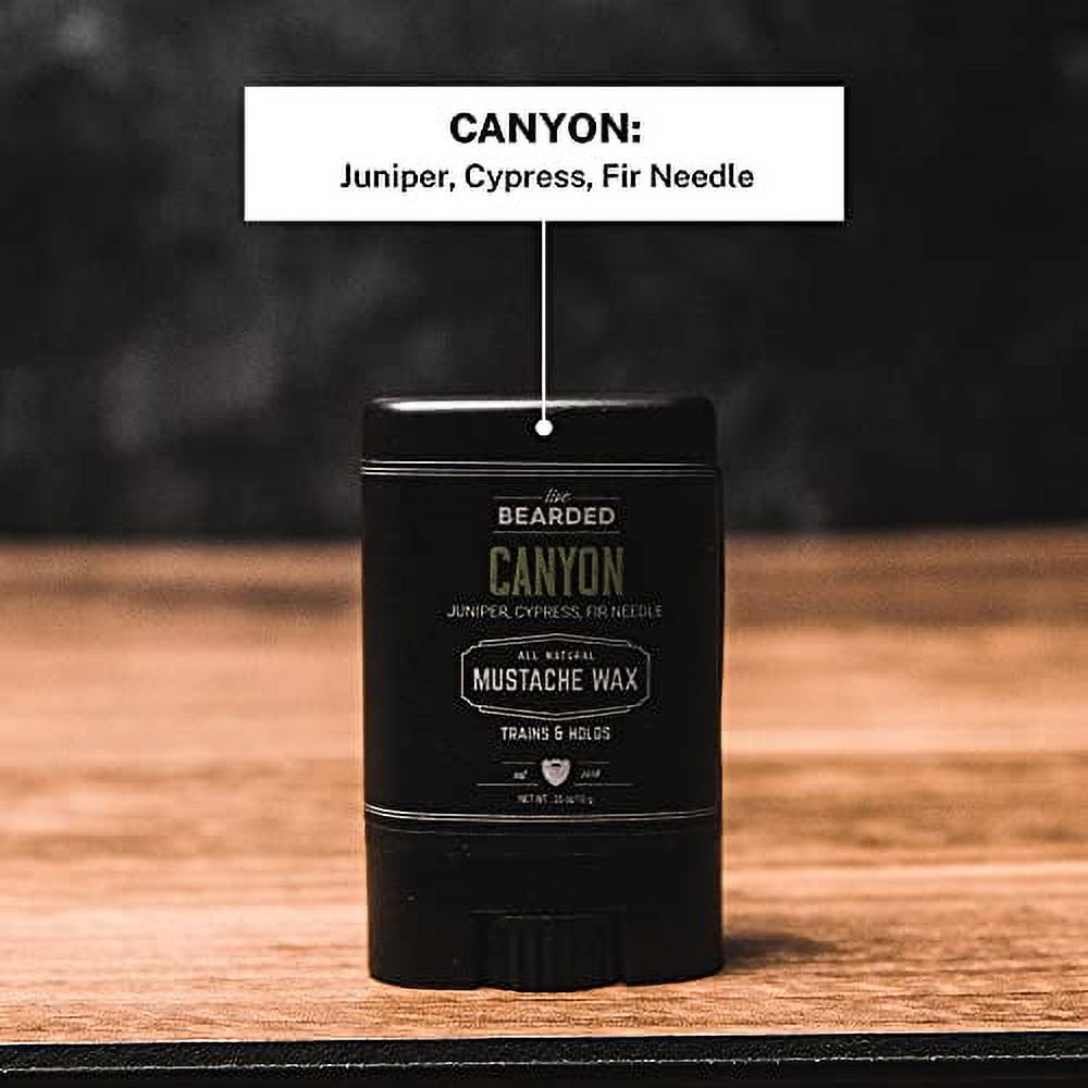 Live Bearded: Mustache Wax - Canyon - 0.35 Oz - Medium Hold - All-Natural  Ingredients with Beeswax, Lanolin, Jojoba Oil and Essential Oils for  Fragrance - Made in the USA 