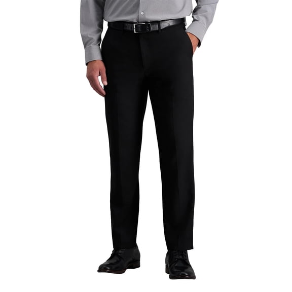 Haggar Men's Dress Pant Straight Fit Stretch Trousers Super Flex Waistband, Black