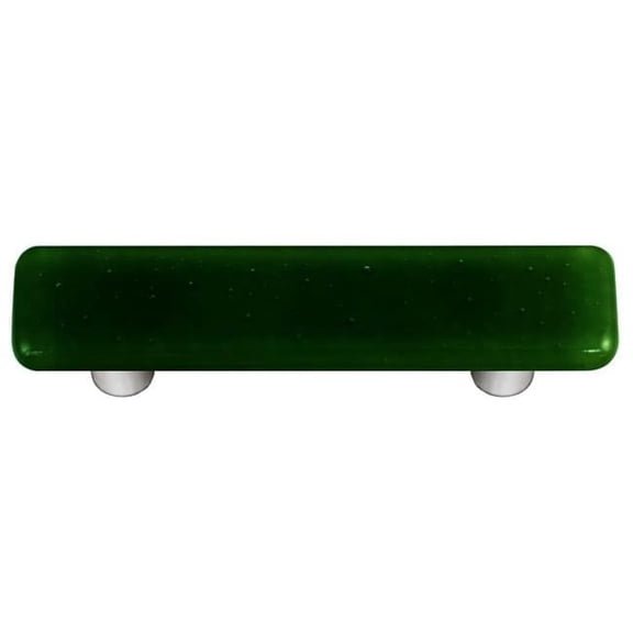 Hot Knobs HK1023-PA Kelly Green Rectangle Glass Cabinet Pull - Aluminum Post