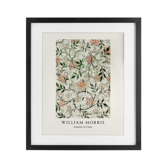 Stupell Industries Traditional William Morris Jasmine Pattern Black Framed Print Under Glass, 13 x 16, by Vintage Hustle
