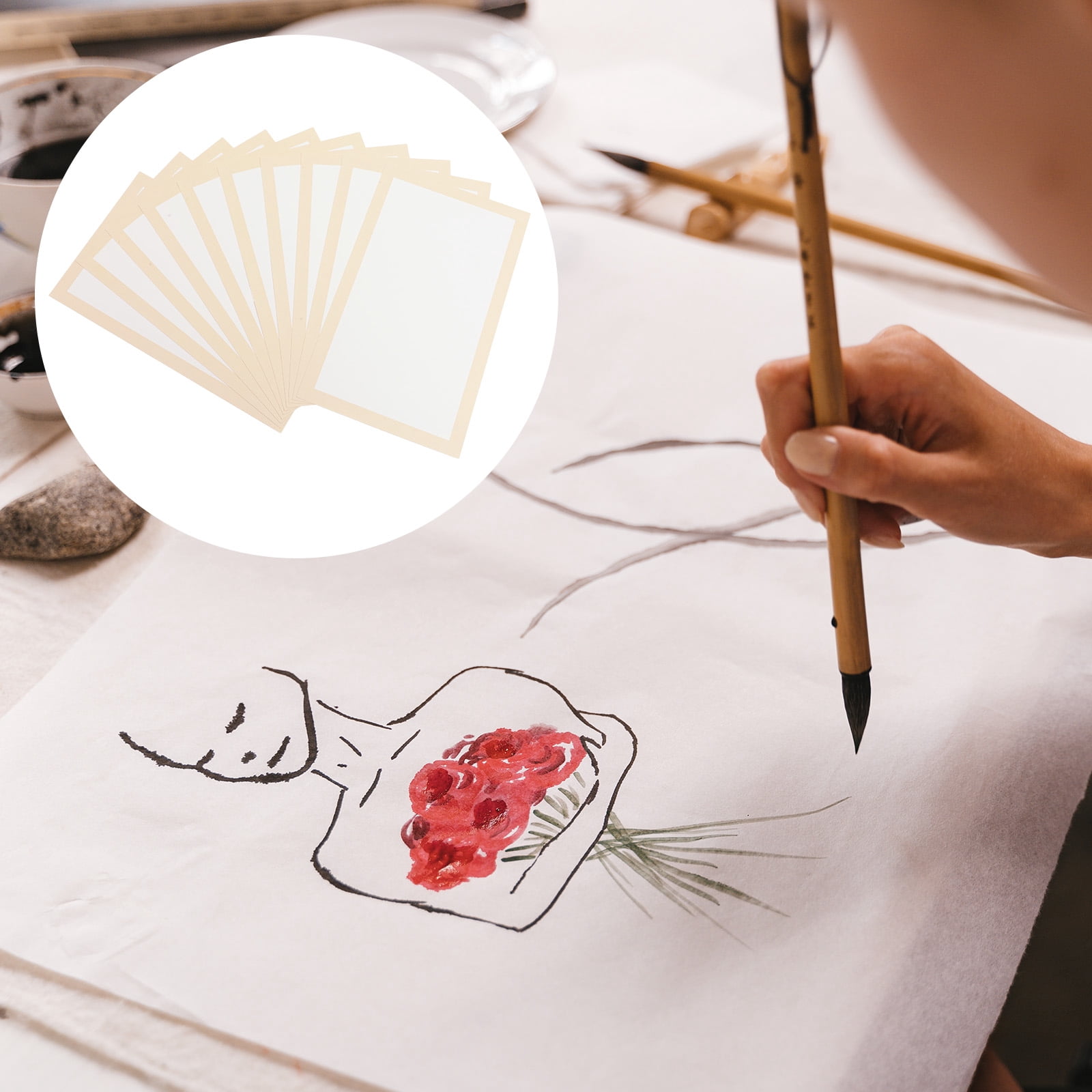 Raw Rice Cardboard Thicken Rectangle Paper Caligraphy Sheets Sumi Xuan for Calligraphy Watercolor Painting 20