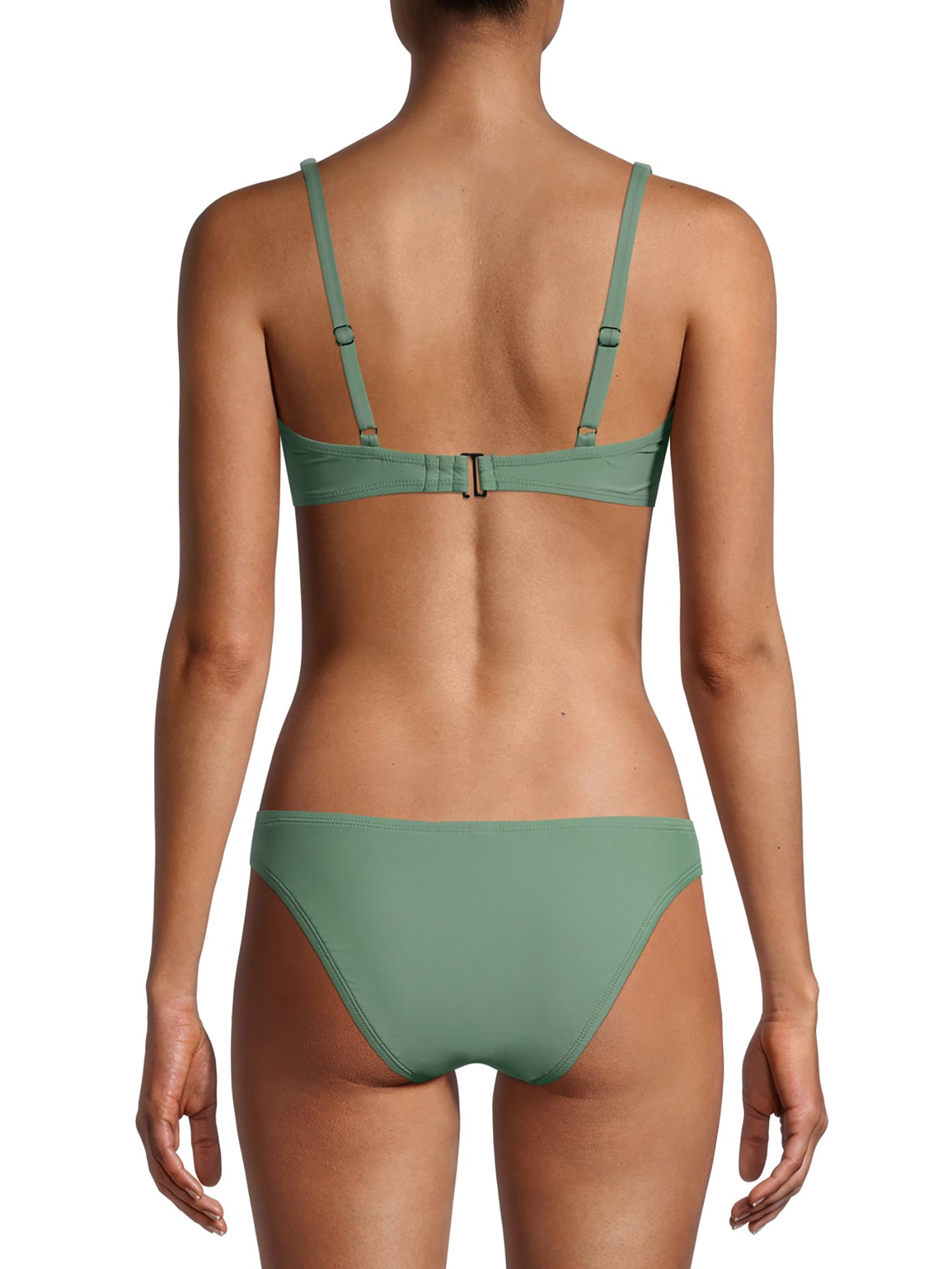 Social Angel Women's Solid Bikini Swimsuit Top with Tie-Front