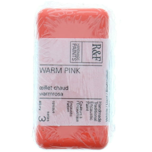 R&F Handmade Paints Encaustic Paint Cake, 40ml, Warm Pink