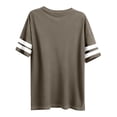 thumbnail image 5 of hoksml Women's Striped Sleeve Drop Shoulder T-Shirt, Loose Fit Crew Neck Casual Sporty Tee for Summer Daily Wear, 5 of 5