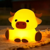 Highland Cow Night Light, Squishy Silicone Lamp.Rechargeable, Dimmable with Timer, Touch Control Bedside Nightlight for Home and Desk Decor