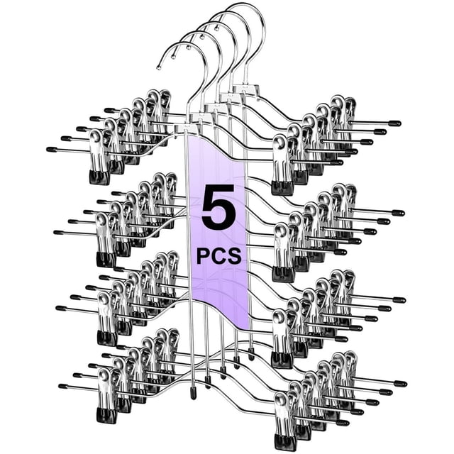 Perchas de múltiples capas para pantalones, perchas de falda con clips ajustables, organizador antideslizante para ahorrar espacio, gancho giratorio de 360 grados