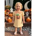 thumbnail image 3 of RUINIXCW Girls Halloween Dress Cute Pumpkin Embroidery Doll Collar Puff Sleeve Dress, 3 of 8