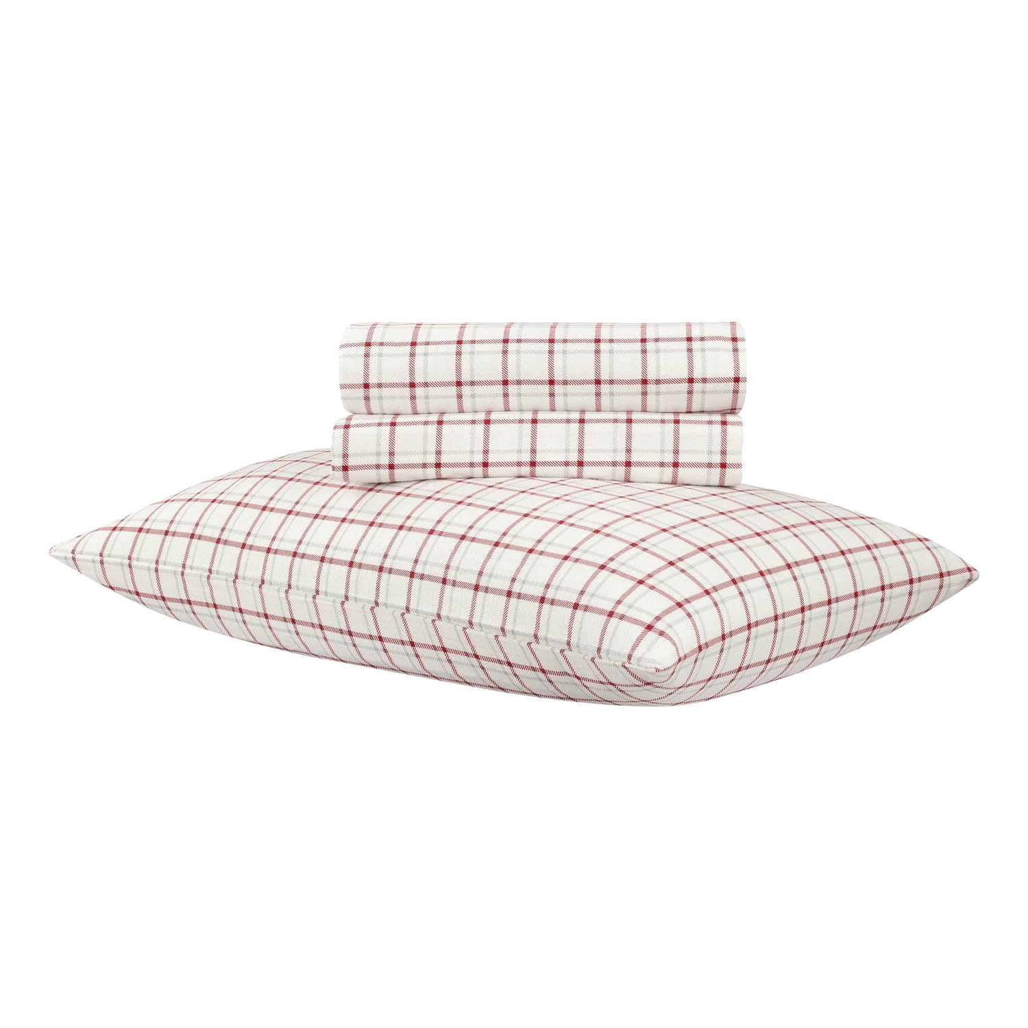 Mainstays 3-Piece Flannel Sheet Set, Red Plaid, Twin