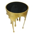 thumbnail image 2 of Capri Side End Table | 24.75 Inch Round Glass Top | Melting Drip Design | Antique Gold Brass, 2 of 3