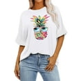 thumbnail image 1 of TSADFHJI Hauts de Yoga pour Femmes T-Shirt Ample d'Été Décontracté Mode Imprimé Col Rond Manches Courtes Chandail T-Shirt S Blanc, 1 of 4