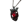 thumbnail image 2 of Fiaya Women Gothic Heart Pendant Necklace Anatomical Cage Chain Dark Romance Jewelry for Halloween Party Statement Choker Red, 2 of 6