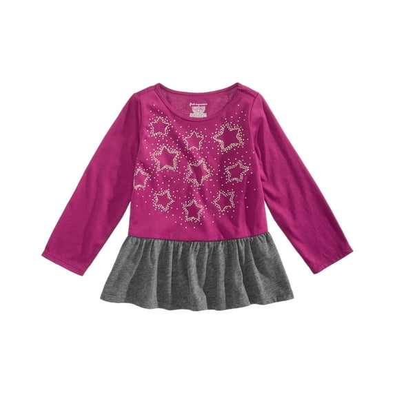 First Impressions Toddler Girls Star Print Peplum Tunic,Magenta Rose,18-24 Months