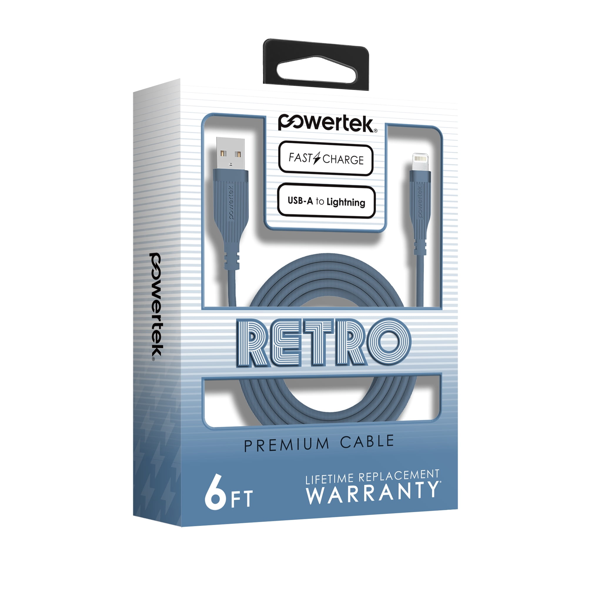 Liquipel Powertek Retro USB-A to Lightning - Blue