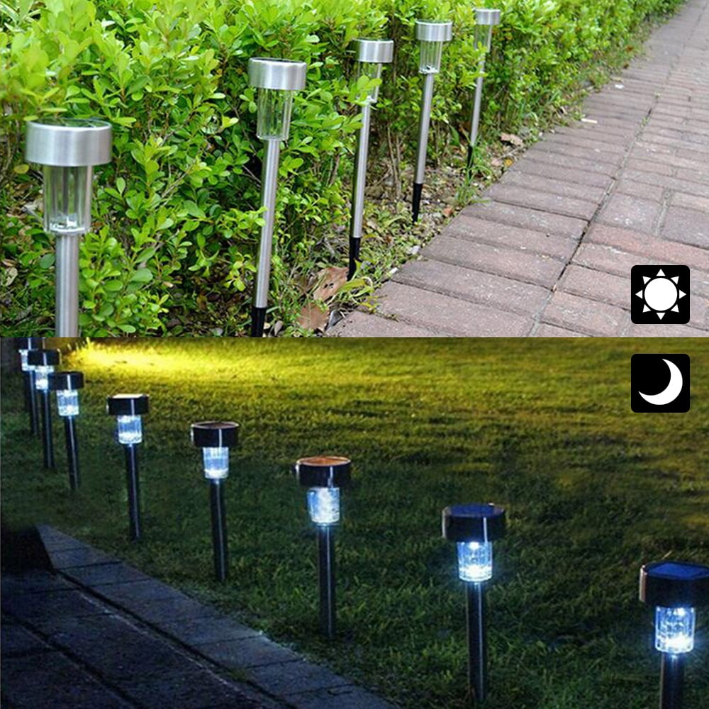 LAPTOM Solar Pathway Lights - Waterproof Outdoor Garden Sunlight Powered Lights Landscape Light for Lawn//Patio//Yard//Walkway//Driveway 12pack Bright White Stainless Steel 004