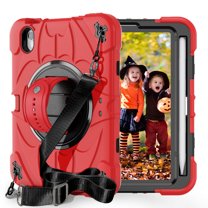 TECH CIRCLE for Apple iPad Mini (A17 Pro) Case 2024, iPad Mini 6th Generation Case 8.3-inch (2021), Shockproof Protectibe Back Cover Case with Kickstand /Shoulder Strap /Hand Strap for Kids, Red