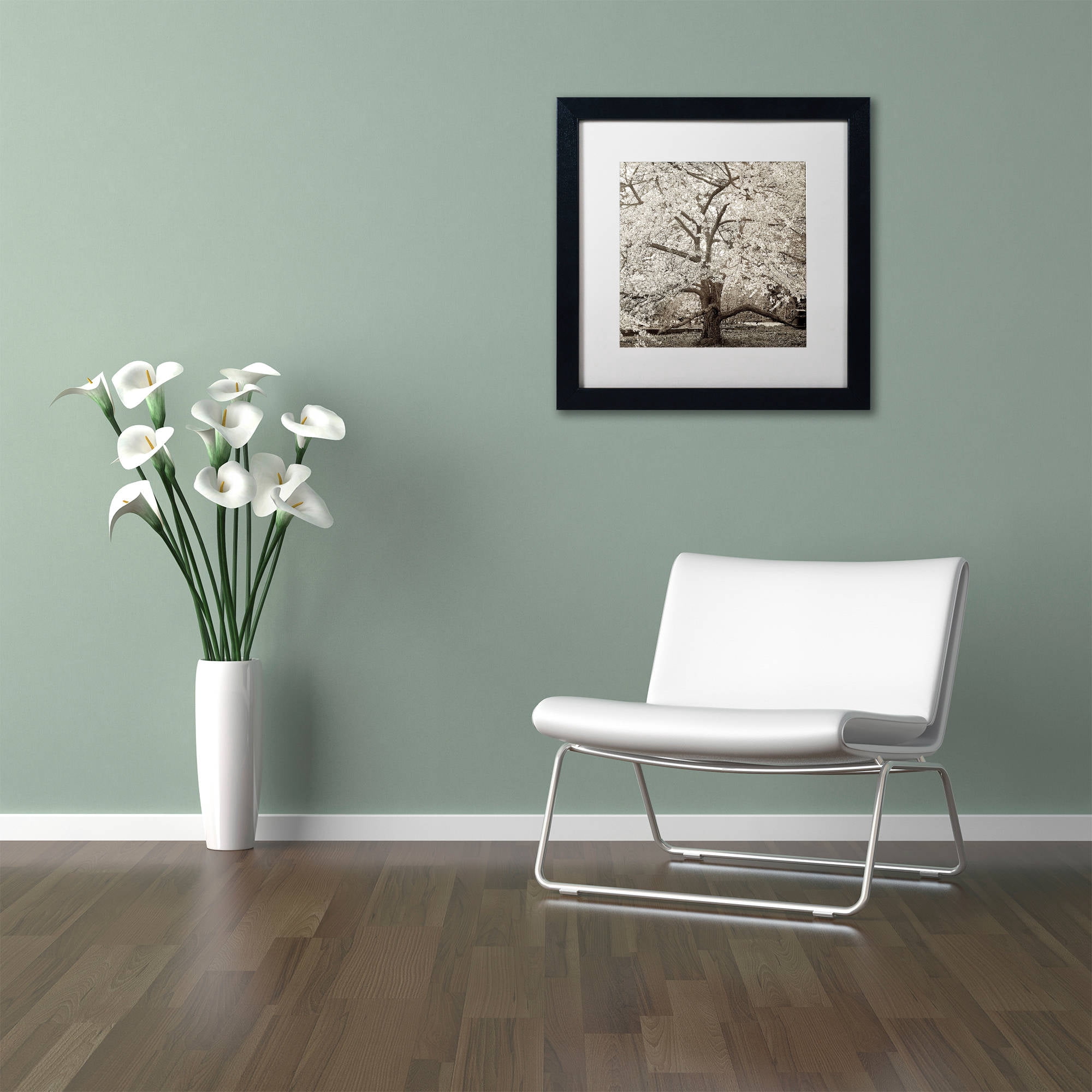 Trademark Fine Art "Hampton Magnolia II" Canvas Art by Alan Blaustein, White Matte, Black Frame