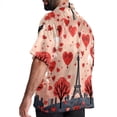 thumbnail image 3 of Eiffel Tower Valentine's Day Men's Short Sleeve Shirts with Spread Collar Tops, Casual Printed Poplin Shirt, Button Down Short Summer Beach Shirts - Unisex, 3 of 6