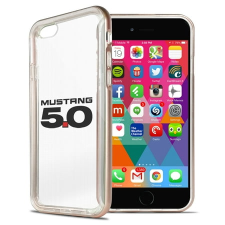 - Ford Mustang GT 5.0 iPhone 6 6s Shockproof Clear TPU Case with Rose Pink Metal Bumper Hybrid Phone Case