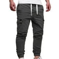 thumbnail image 4 of Men's Sports Casual Cargo Pants Elastic Waist Drawstring Solid Trousers Hiking Pants Joggers Gym Sweatpants, 4 of 4