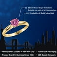 thumbnail image 2 of Gem Stone King 14K Yellow Gold Pink Moissanite Engagement Ring for Women | 1.00 Cttw | Round 6.5MM | Gemstone Birthstone | Size 7, 2 of 6