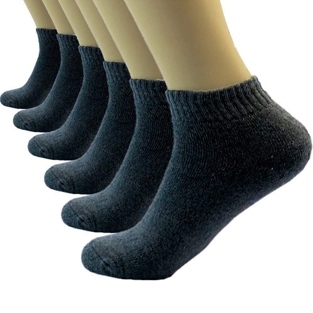 3-12 Pairs Mens Gray Solid Sports Athletic Work Crew Socks Cotton Long Size 9-11 