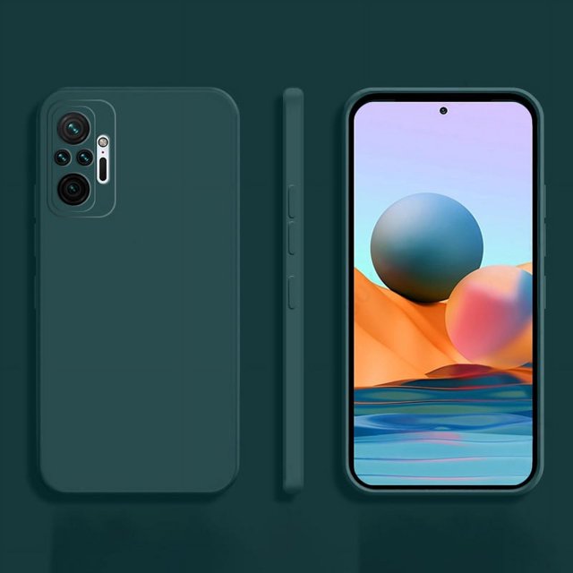 Étui Carrée pour Xiaomi Redmi Note 10 Pro Max 10S 1 Original Funda Note10 S 4G Silicone Mat Étui Souple Vert Foncé Redmi Note10 Pro Max