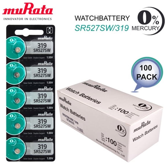 100 x 319 Murata SR527SW SR527 527 WATCH BATTERIES New Authorized US Seller