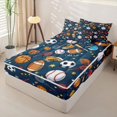 thumbnail image 2 of Erosebridal Cartoon Ball Sport Zipper Twin Comforter Sets with Fitted Sheet and 2 Pillowcases,Football Baseball Basketball Zipper Bedding Set For Boys,Navy Blue Reversible,4-Piece, 2 of 7