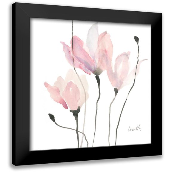 Loreth, Lanie 12x12 Black Modern Framed Museum Art Print Titled - Pastel Floral Sway II