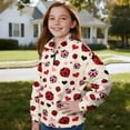 thumbnail image 3 of Uorisanigo Girls Half Zip Collar Sweatshirts Soft School Heart Ladybug Quarter Zipper Cropped Sweatshirt Oversized Long Sleeve Workout Shirts Fit Vacation Shopping Exercise Wear, 3 of 7