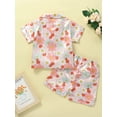 thumbnail image 3 of Qiylii Toddler Girl Floral Silk Pajamas Short Sleeve Button Shirt and Shorts 12M 18M 2Y 3Y 4Y 5Y 6Y Summer Satin Pajamas Set, 3 of 9