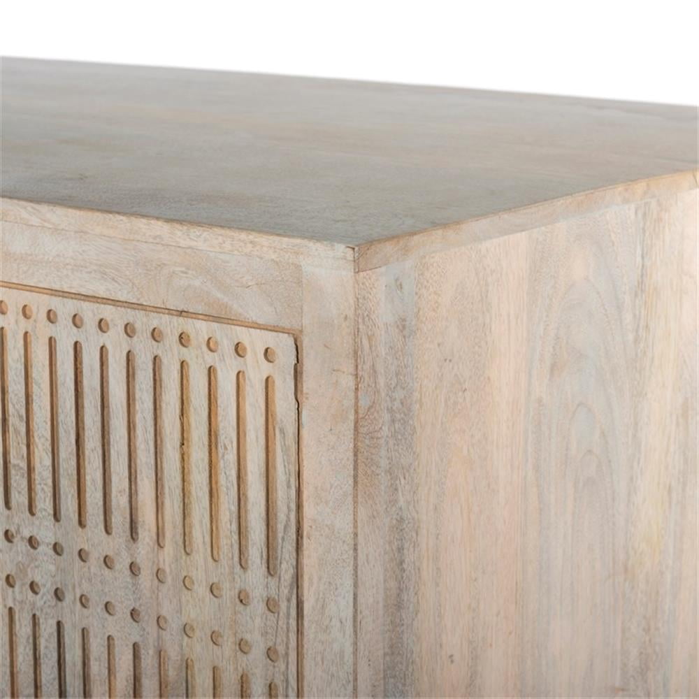 Sarah Solid Wood Hand-Carved Executive Desk in Brushed Ivory Finish
