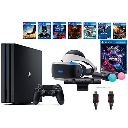 PlayStation VR Launch Bundle 9 Items:VR Launch Bundle,PlayStation 4 Pro 1TB,7 VR Game Disc Rush of Blood,Valkyrie,Battlezone,Batman: Arkham VR,DriveClub,Combat League,Eagle Flight