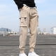 thumbnail image 1 of Pantalones largos para hombre, informales, lisos, con bolsillo, cintura elástica, para exteriores, con cordón ajustable, para trabajo, 1 of 5