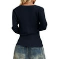 thumbnail image 3 of EDFBUYKRS Women Tops Long Sleeve Dressy Casual- 2026 Fall Fall Women's Loose Blouses Long Sleeved Button Down Shirt Leaves Printed Tunic Tops Female Autumn M, 3 of 6