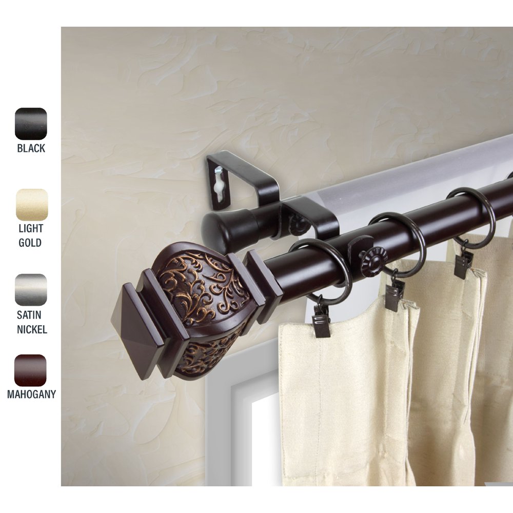 Harrison 1" dia. Double Curtain Rod 4884 inches Mahogany Walmart