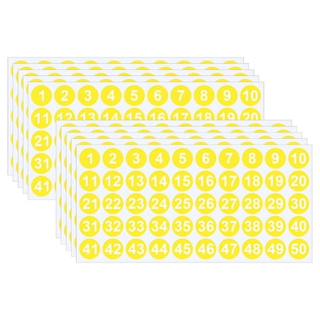 CCOCC 2026 New 10 Sheets 1 to 50 Number Stickers Vinyl Consecutive Number Stickers Self Adhesive Decal for Outdoor Waterproof Labels Number Inventory Stickers for Inventory Classification(1 Inch)