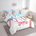 thumbnail image 2 of Castle Fairy Sport Baseball Initial T Twin Bedding 7-Piece, Blue Ice Cream Drip Bedding Comforter Set, Pink Blue White, 2 of 7