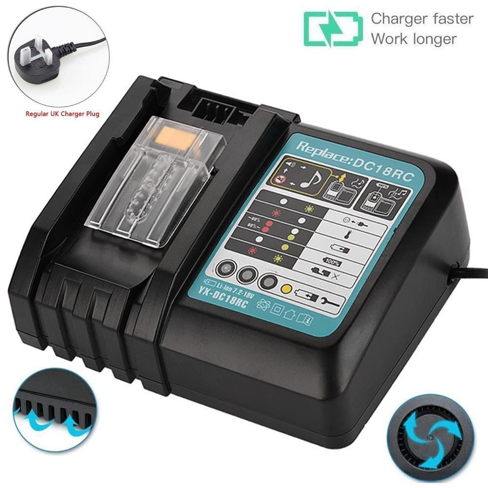 Rapid Battery Charger for Makita BL1830 BL1840 BL1850 BL1860 7.2V-18V 3A UK Plug 