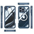 thumbnail image 4 of Clear Magnetic Cover Case for Apple iPhone 16 Pro Max, with Built-in Tempered Glass Screen Protector, [Compatible with Magsafe] Full Body Rugged Shockproof Phone Case for iPhone 16 Pro Max, Blue, 4 of 4